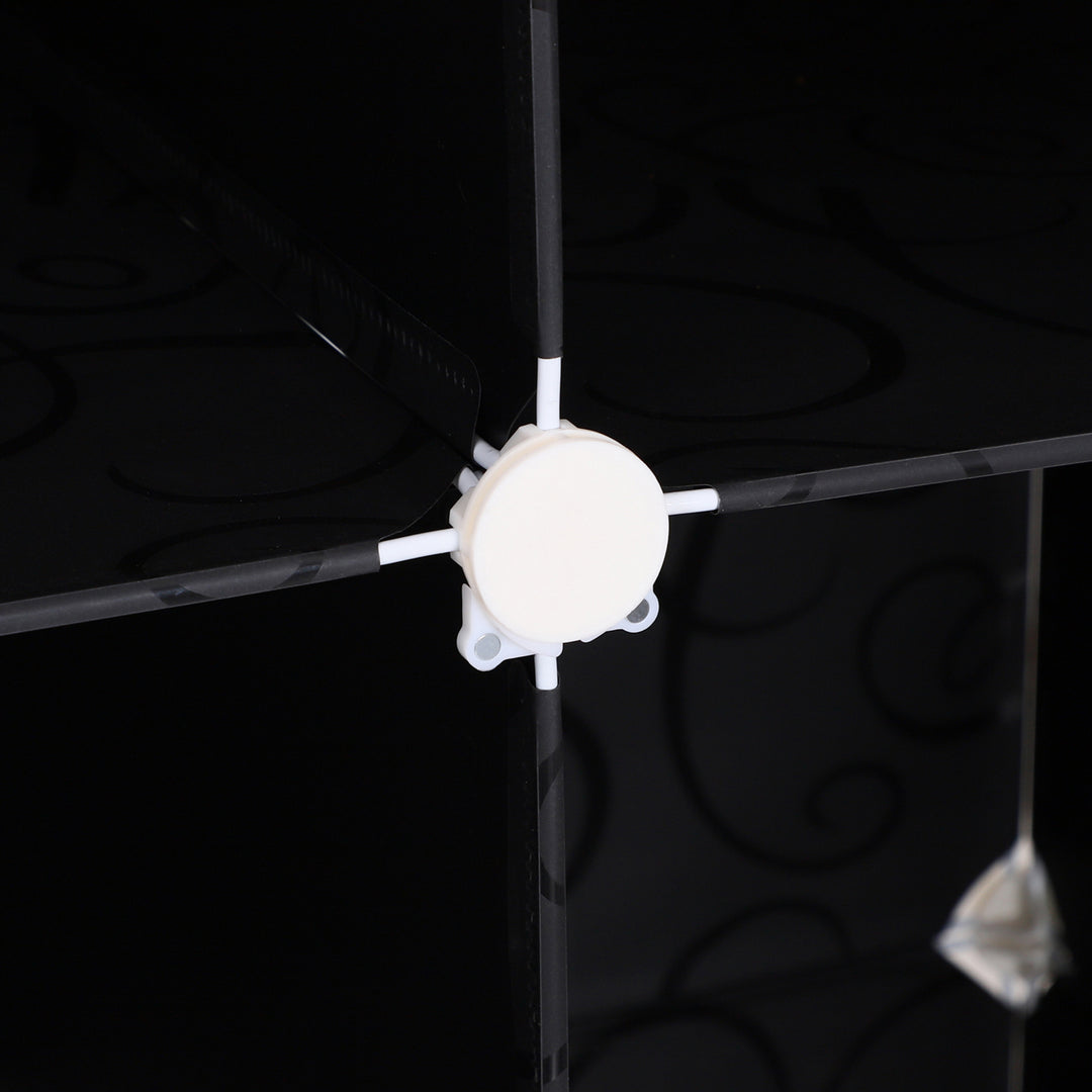 MCL Portable Wardrobe for Bedroom, 12 Cube Closet with 2 Hanging Rails, Modular Storage Cabinet, Plastic Armoire for Space Saving, White and Black