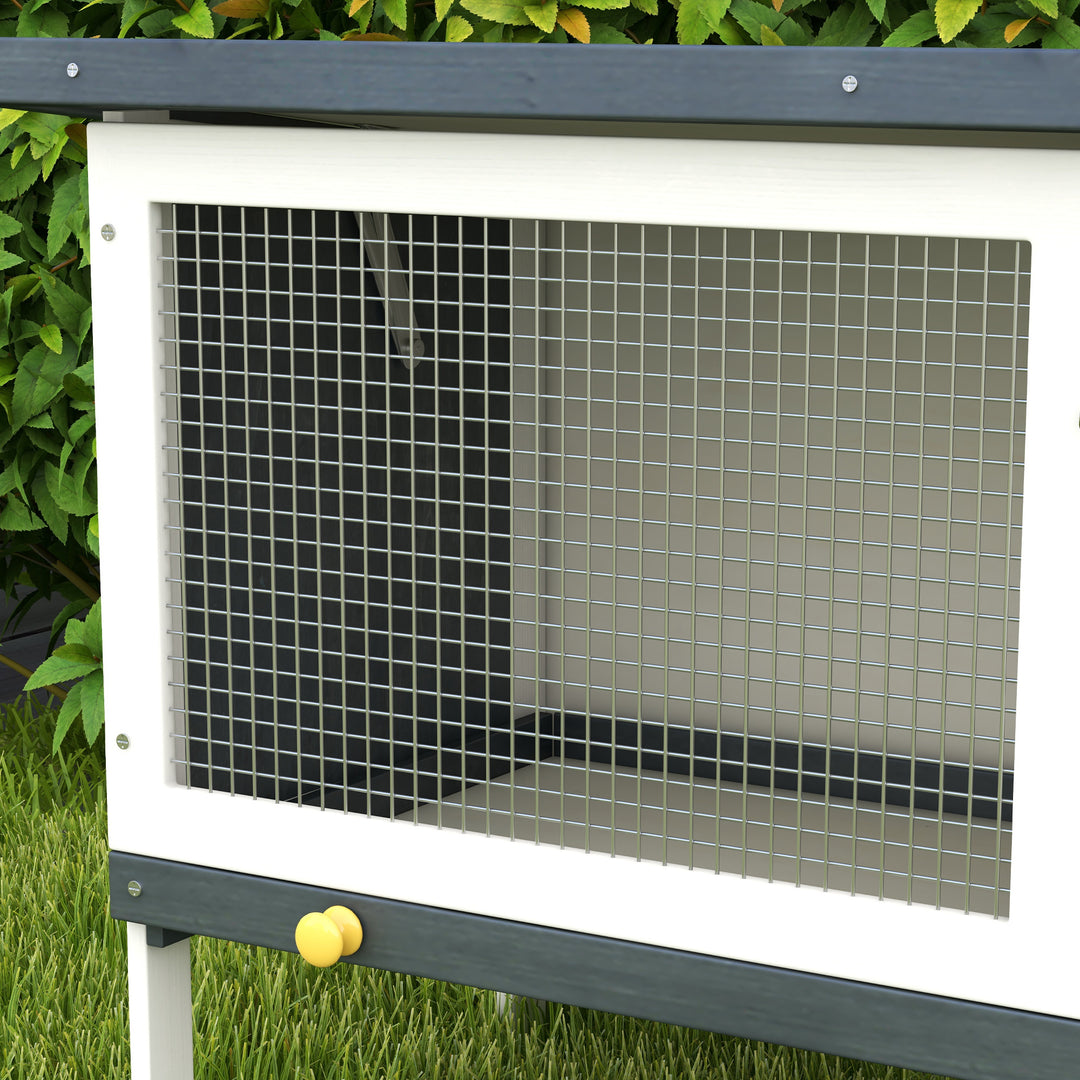 MCL Wooden Rabbit Hutch Guinea Pig Hutch Bunny Cage Small Animal Habitat Openable Asphalt Roof for Outdoor Use 90 x 45 x 65 cm