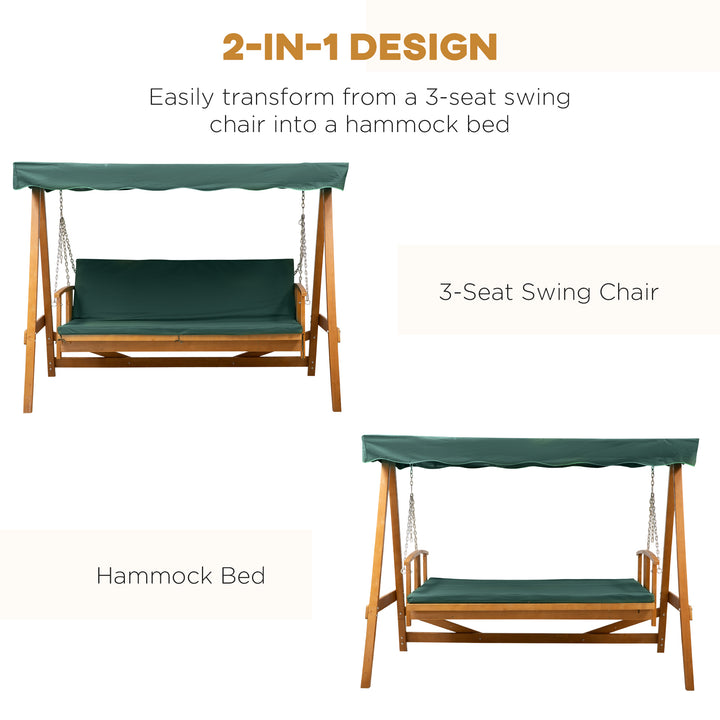 Outsunny Wooden Garden 3-Seater Outdoor Swing Chair