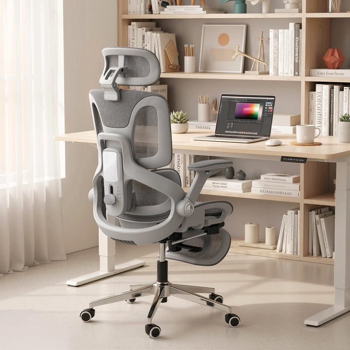 Ergonomic Office Chair, High Back Mesh Desk Chair, Grey