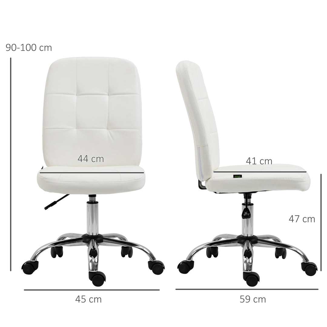 Armless Faux Leather Office Chair - White