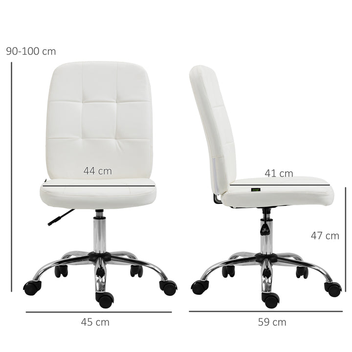 Armless Faux Leather Office Chair - White