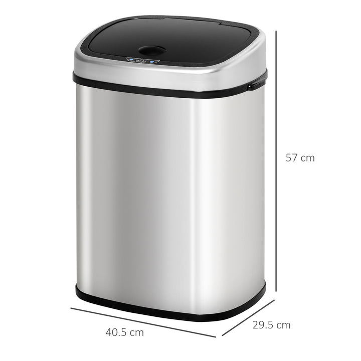 MCL Stainless Steel Kitchen Sensor Dustbin Automatic Touchless Rubbish Garbage Waste Bin 48L Silver