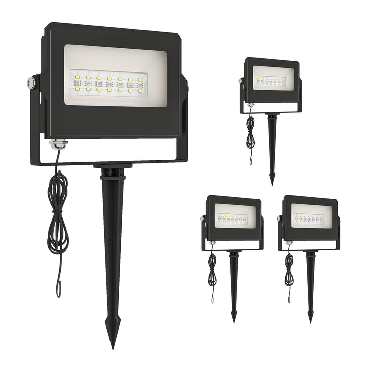 32W LED Floodlights, Linkable 4-Pack Landscape Lighting with Remote Co