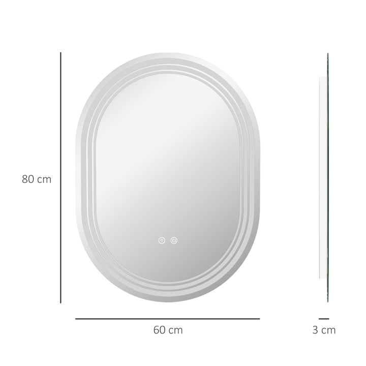 kleankin Luminous Lavatory Mirror: LED Bathroom Mirror with Anti-Fog & Touch Switch, Versatile Vertical or Horizontal Hanging, 800x600mm | Aosom UK