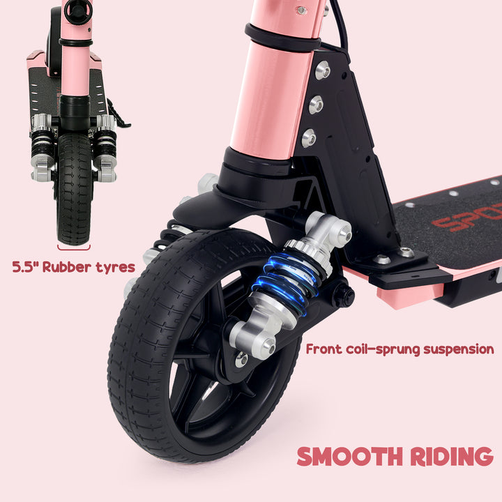 Folding Electric Scooter for Kids Age 6-14 with Dual Brakes, Front Suspension, LED Colourful Lights and Display, 6.8kg Lightweight Aluminium E Scooter, Up to 14 KM/H & 6 KM, Pink