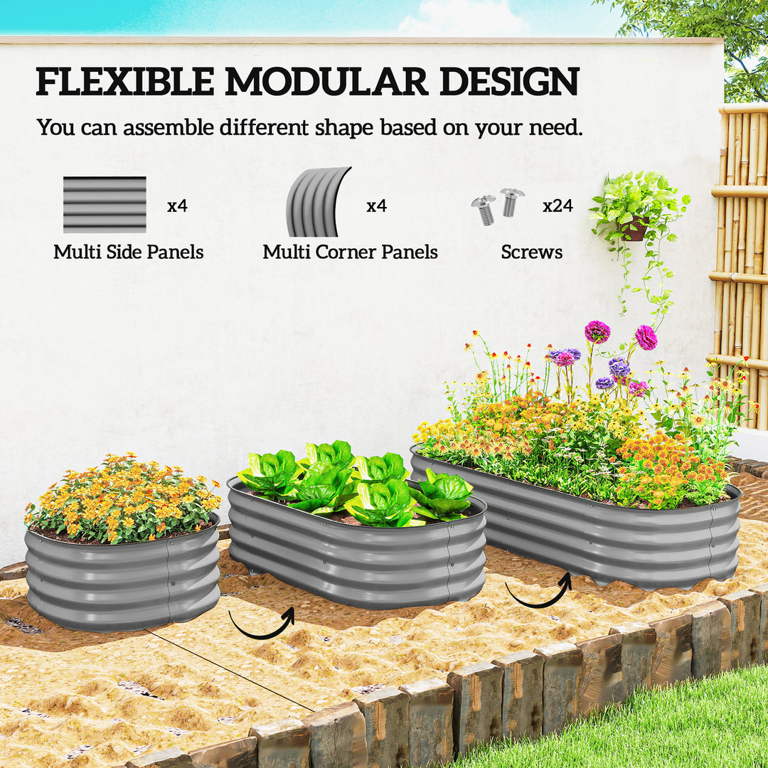 Galvanised Raised Garden Bed, Metal Planter Box with Safety Edging, fo