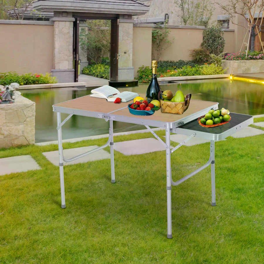 3ft Aluminium MDF-Top Folding Picnic Table Portable Camping Table