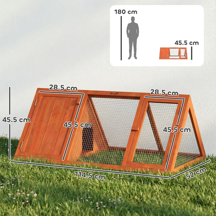 Rabbit Hutch, Wooden Guinea Pig Hutch with Run and Doors, Outdoor Tria