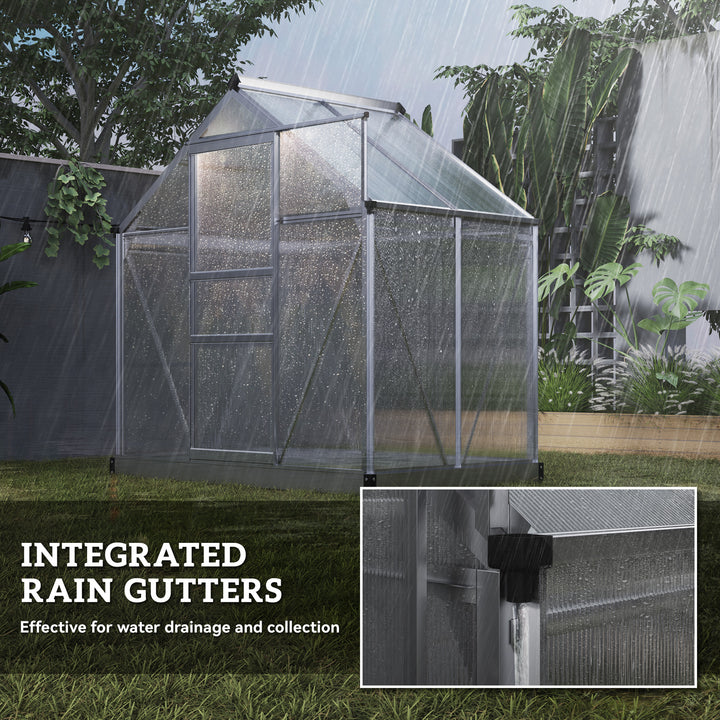Polycarbonate Greenhouse, Large Walk-In Green House with Slide Door an