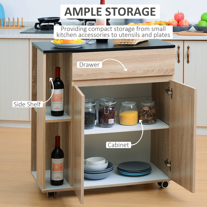 MCL Kitchen Storage Trolley Cart Cupboard Rolling Island Shelves Cabinet With Door and Drawer Locking Wheels