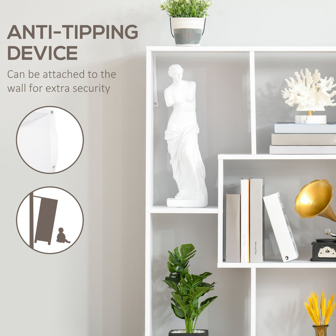 MCL Bookshelf, Tall Bookcase, Modern Room Divider, 8 Cube Storage Unit, Freestanding Storage Shelf for Living Room, Bedroom, Home Office, 70 x 24 x 178 cm, White