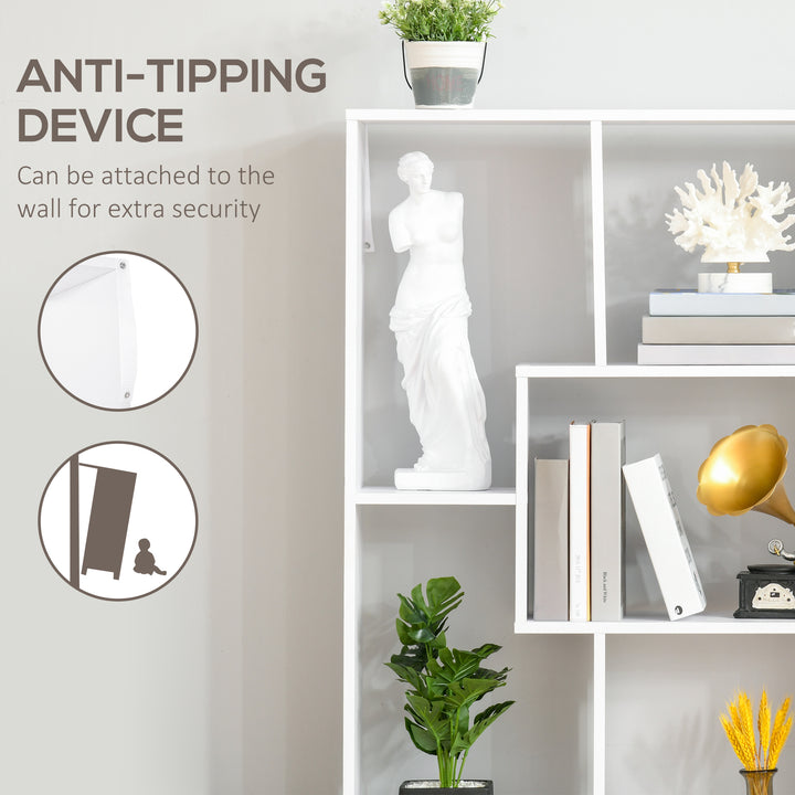 MCL Bookshelf, Tall Bookcase, Modern Room Divider, 8 Cube Storage Unit, Freestanding Storage Shelf for Living Room, Bedroom, Home Office, 70 x 24 x 178 cm, White