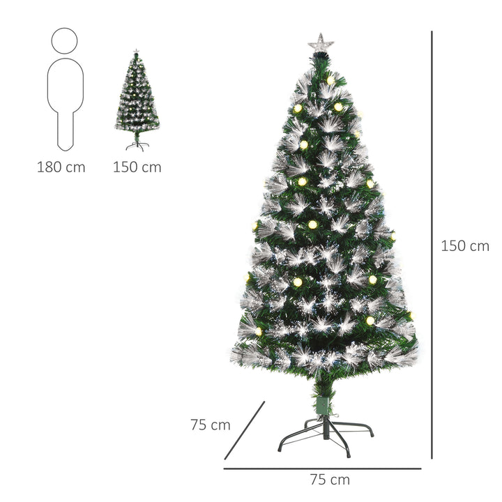 MCL 5ft White Light Artificial Christmas Tree w/ 180 LEDs Star Topper Tri-Base Full Bodied Seasonal Decoration Pre-Lit Home