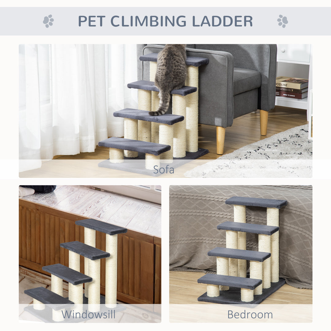 MCL Dog Steps for Bed 4 Step Pet Stairs for Dog Cat ladder Scratch Post Grey