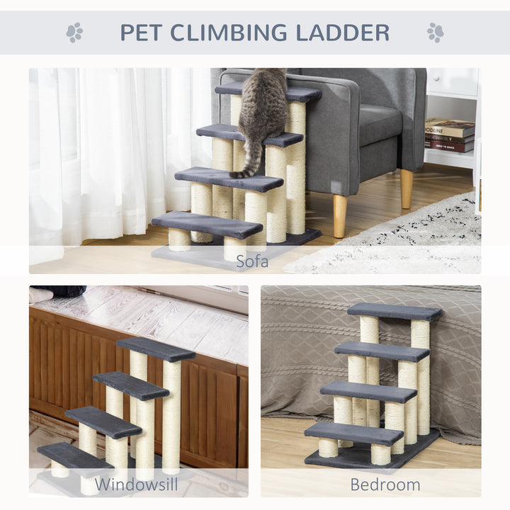 Dog Steps for Bed 4 Step Pet Stairs for Dog Cat ladder Scratch Post Grey