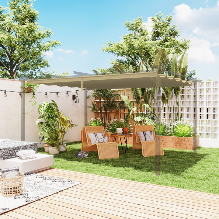 Retractable Pergola Shade Cover, Replacement Canopy for 4 x 3 (m) Pergola, Retractable Roof, Tan