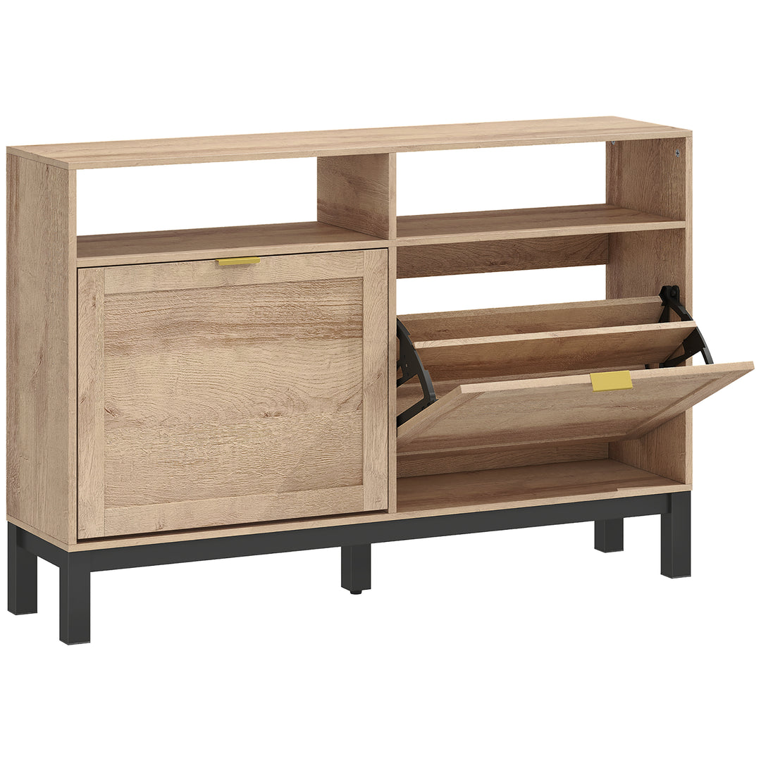 Shoe Cabinet with 2 Flip Drawers, Narrow Shoe Storage Top for Entryway