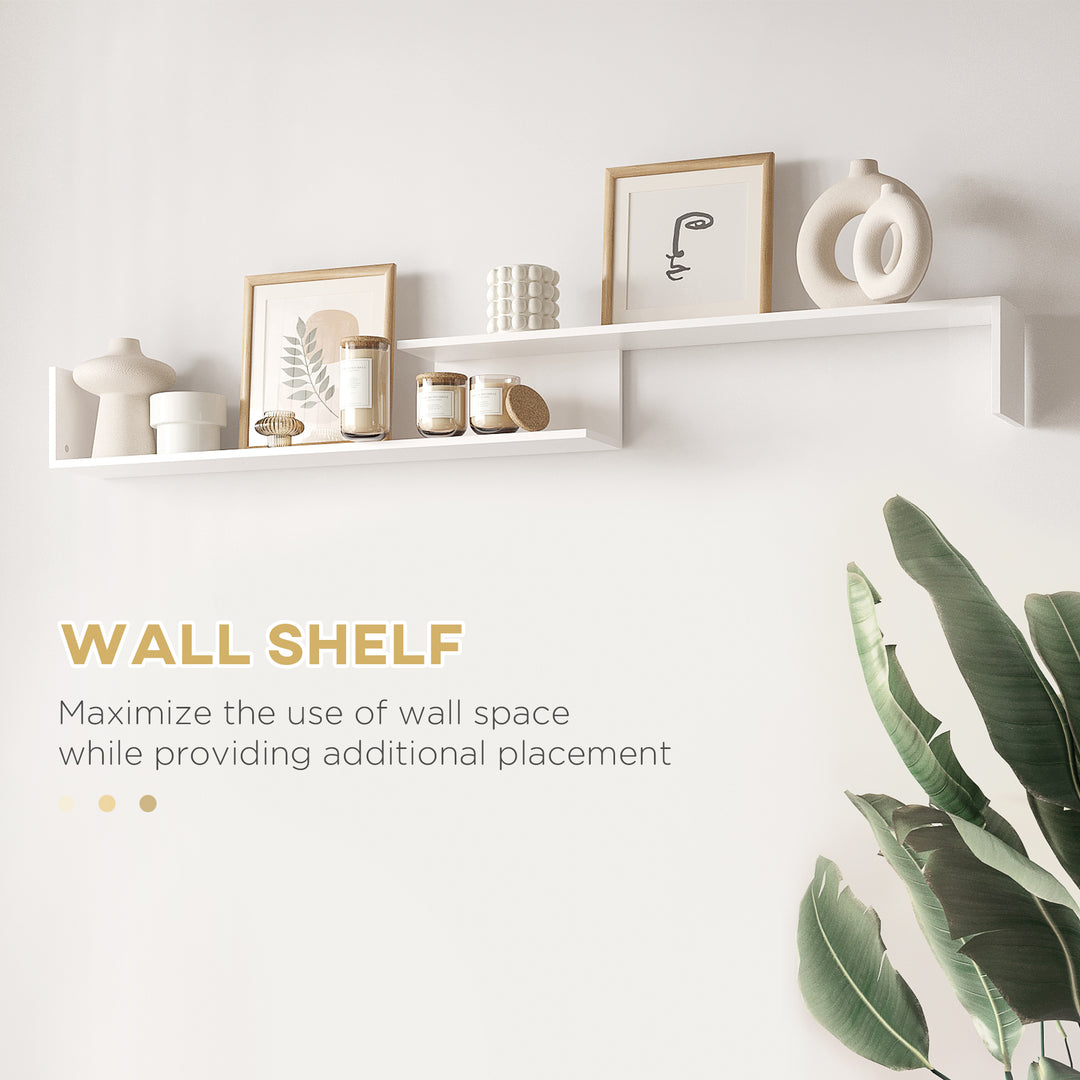 TV Cabinet with Wall Shelf for Wall-Mounted 65" TVs or Standing 40" TVs - White and Natural