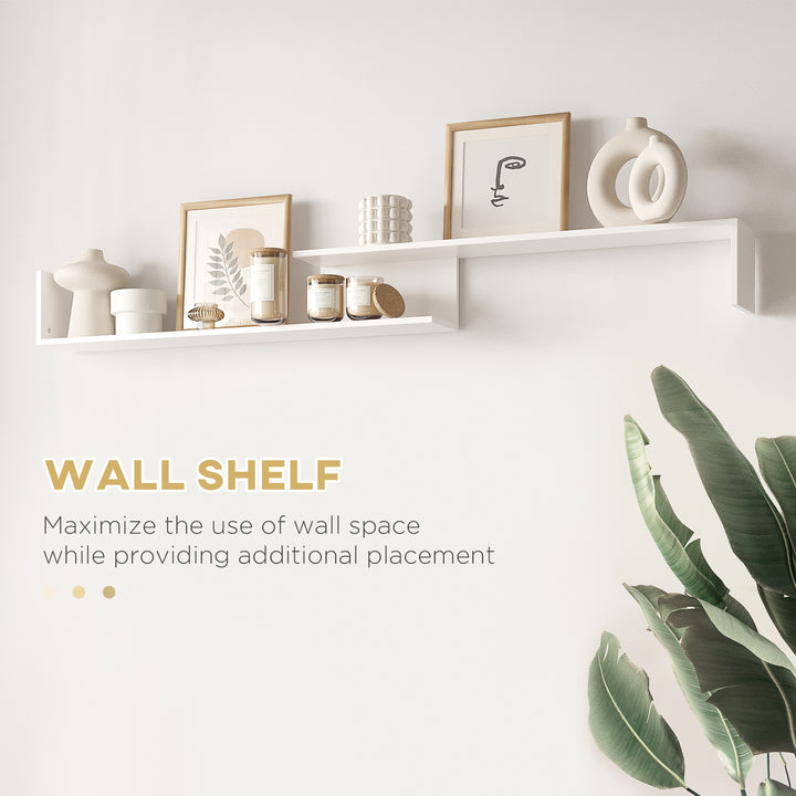 TV Cabinet with Wall Shelf for Wall-Mounted 65" TVs or Standing 40" TVs - White and Natural