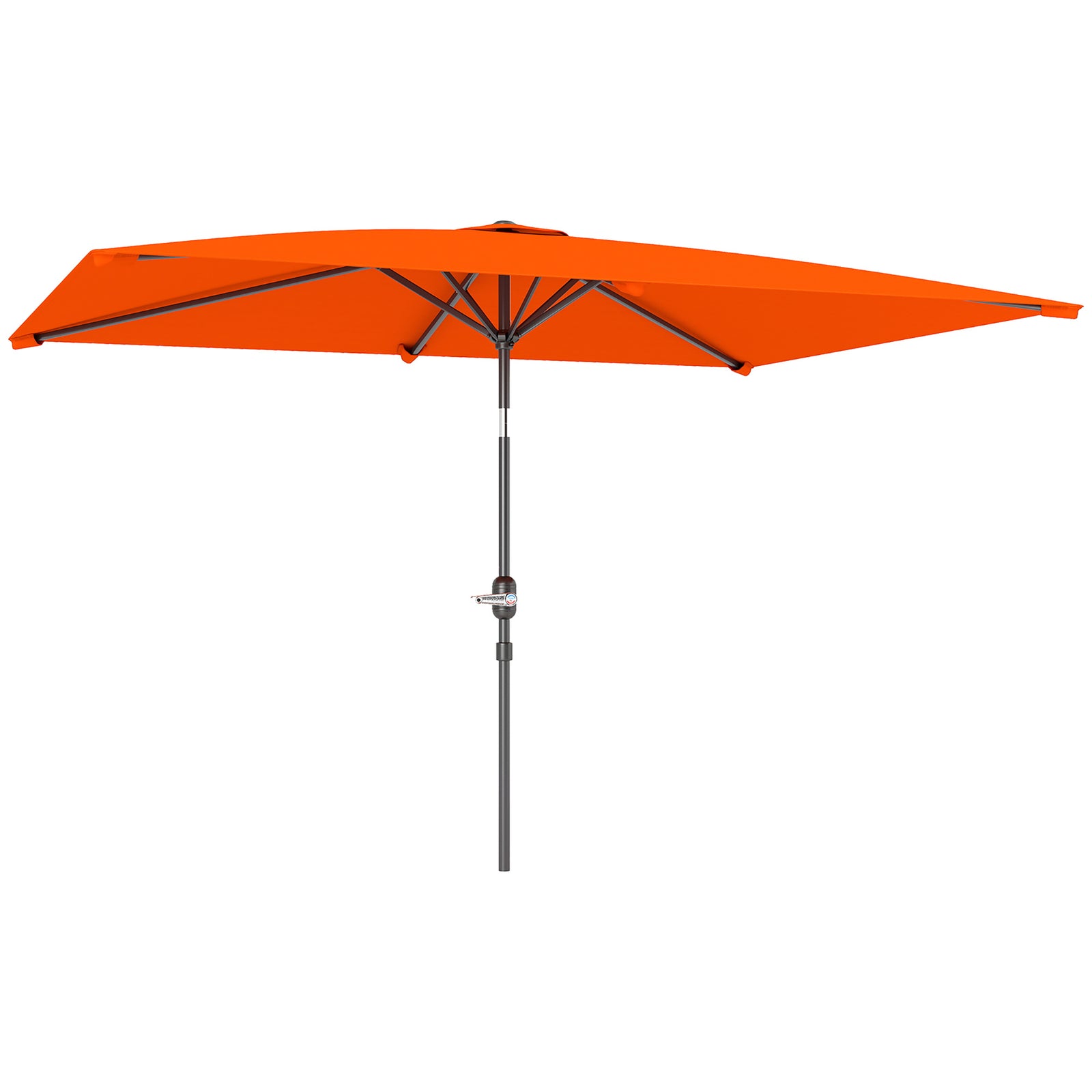 3x2m Patio Parasol Garden Umbrellas Canopy with Aluminium Tilt Crank Rectangular Sun Shade Steel, Orange