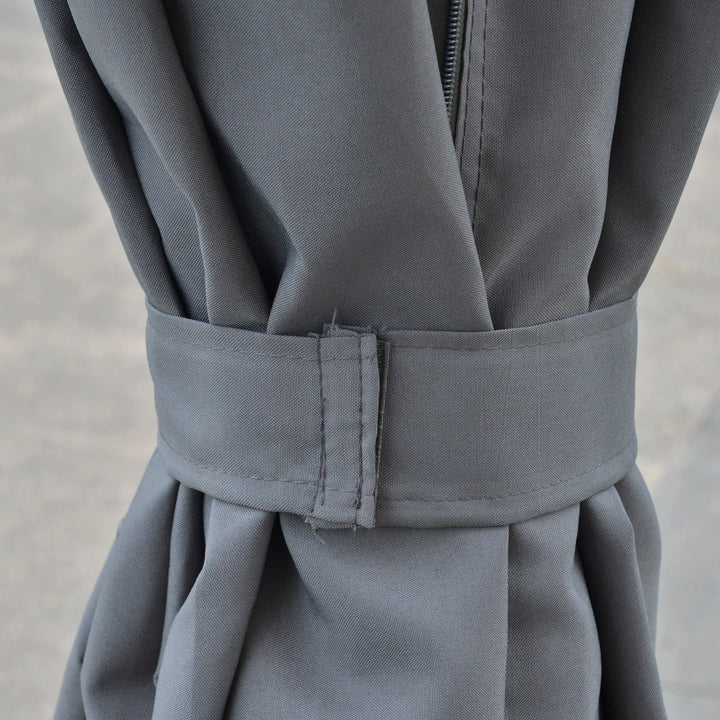 MCL 4 x 3(m) Outdoor Hardtop Gazebo with Curtains, Lean to Aluminium Pergola with Polycarbonate Roof, Garden Pavilion Sun Shade Shelter, Grey