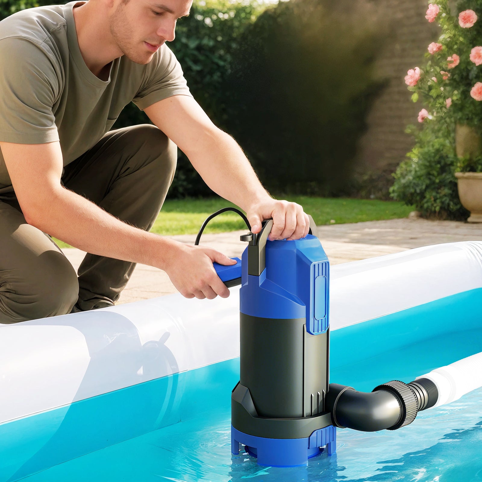 750W Submersible Water Pump for Dirty/Clean Water, 20000L/H Electric Sump Pump with Float Switch, Drain Water from Garden Pond, Hot Tub, Ditches, Portable and Lightweight