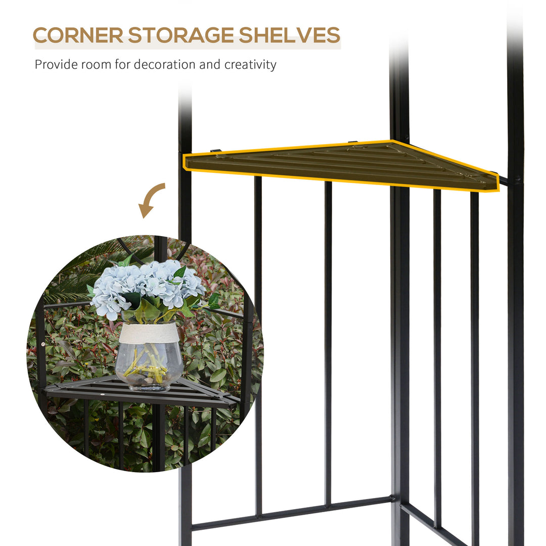 MCL 3(m) x 3(m) Garden Gazebo, Double Roof Outdoor Gazebo Canopy Shelter with Netting, Solid Steel Frame for Garden, Lawn, Backyard and Deck