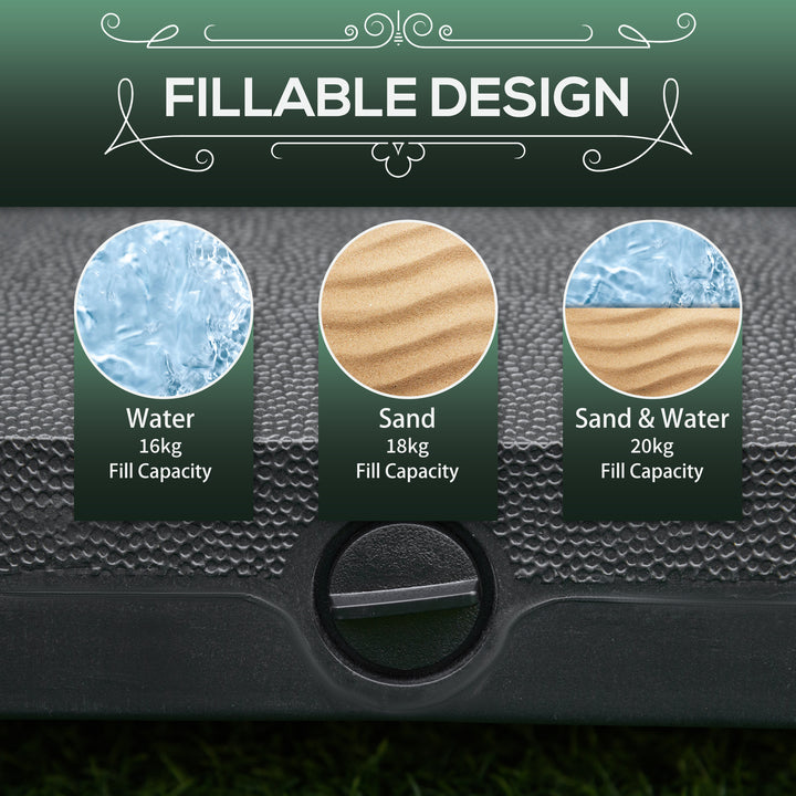 MCL 20kg Garden Parasol Base with Wheels Heavy Duty Sand or Water Filled Patio Umbrella Base for Outdoor Deck Beach Black