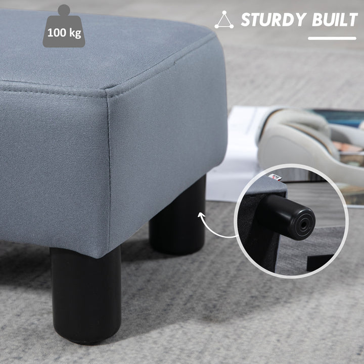 Microfiber Cloth Footstool, Small Foot Rest, Rectangle Sofa Stool for Bedroom Living Room, Grey