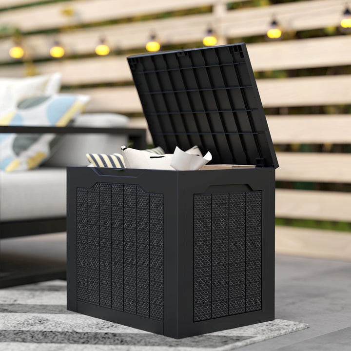 93L Plastic Garden Storage Box, Outdoor Storage Box with Handles, Waterproof Outdoor Storage Container