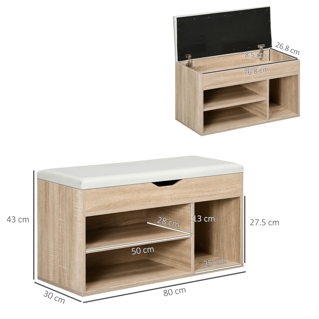 MCL Shoes Cabinet Bench Hidden Storage Padded Seat Organiser Footwear Rack Hallway Oak Tone