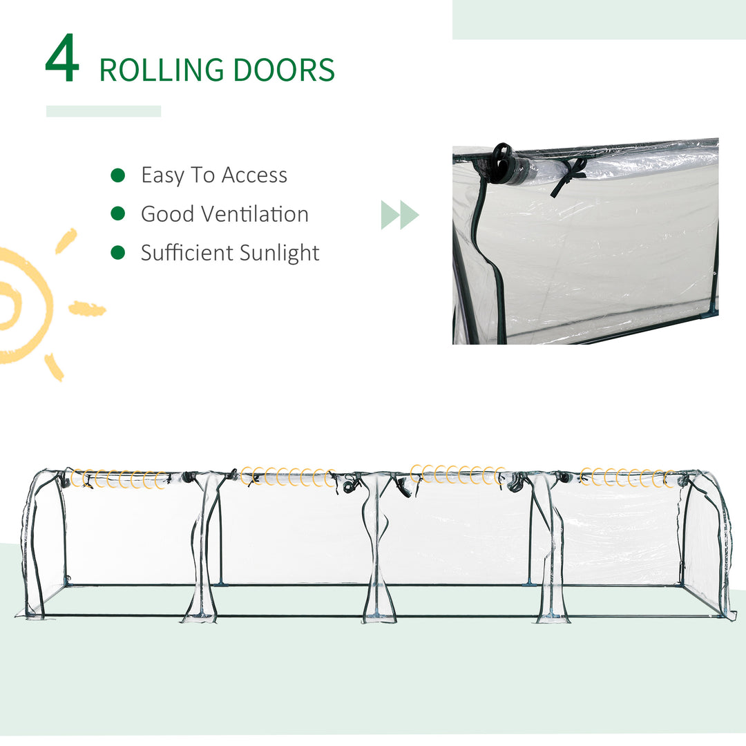 Mini Greenhouse, Small Polytunnel Green House with Zipped Doors, Steel Frame for Garden Backyard, 395 x 100 x 80cm, Clear