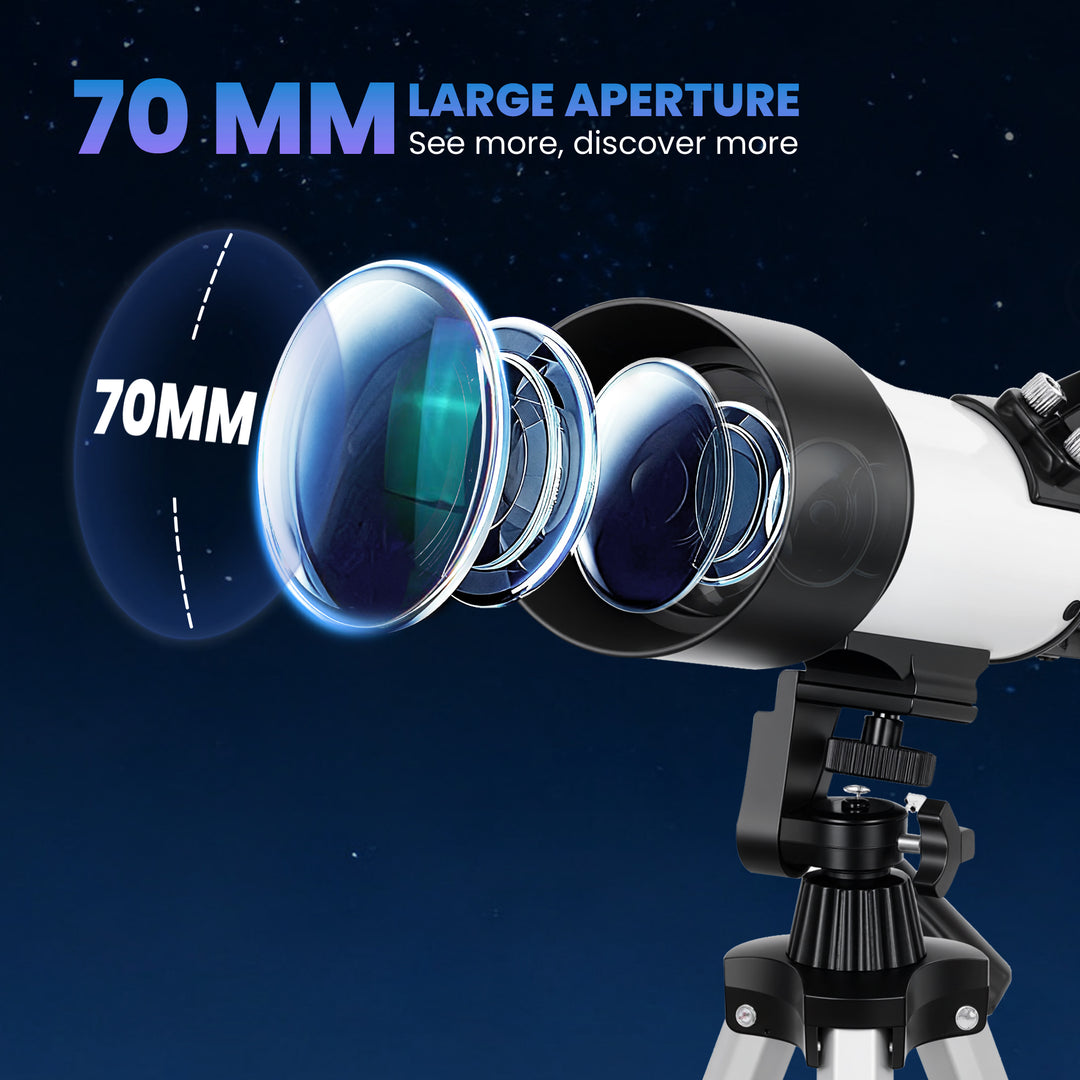 MCL Astronomy Telescope for Adults and Beginners with 70 mm Aperture, Carry Bag, White