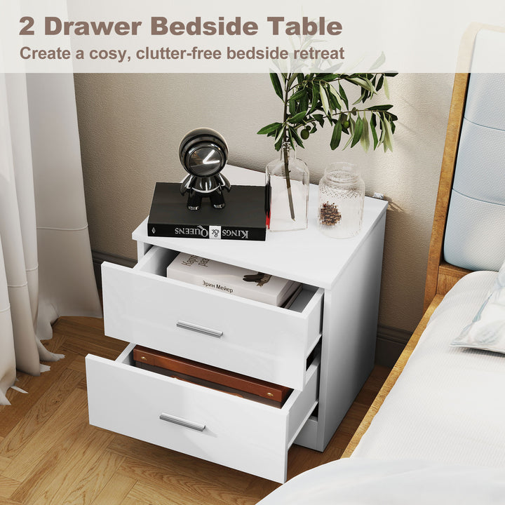 High Gloss 3 Piece Trio Bedroom Furniture Set Wardrobe + Chest Of Drawer + Bedside White