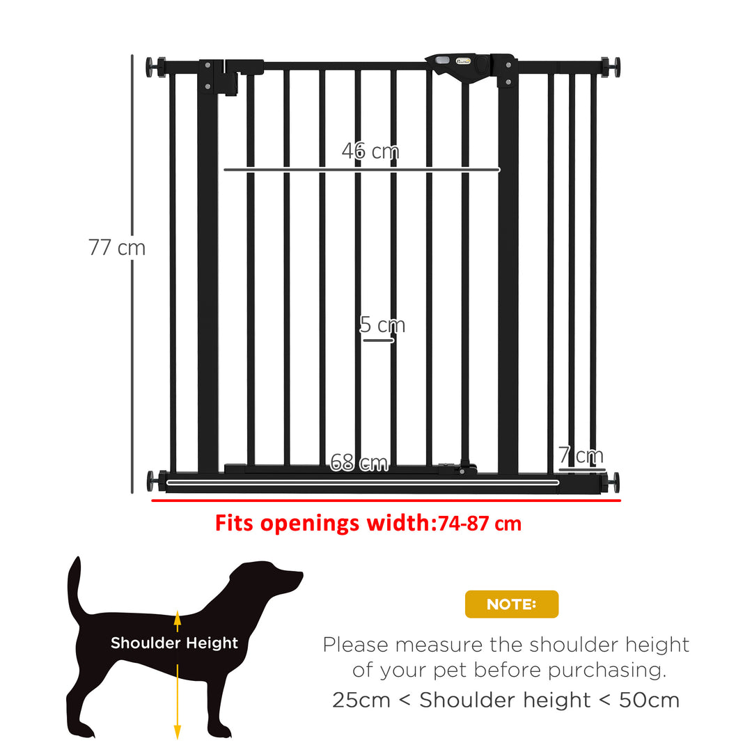 Adjustable Safety Gate w/ One Extensions, Four Adjustable Screws, Black