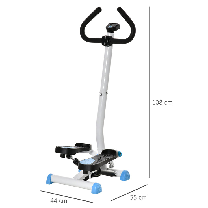 HOMCOM Adjustable Stepper Aerobic Ab Exercise Fitness Workout Machine with LCD Screen & Handlebars, Blue