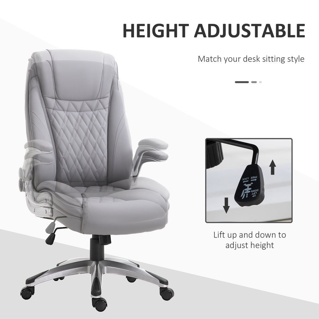 Faux Leather Executive Swivel Office Chair - Grey