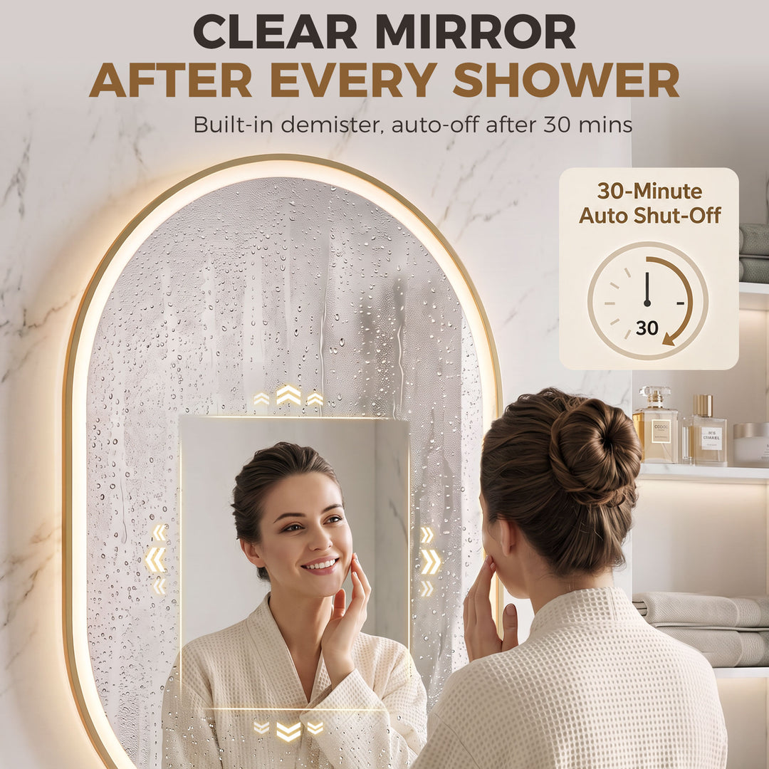 Bathroom Mirror with LED Lights, 100x70cm Oval Bathroom Mirror - view 6