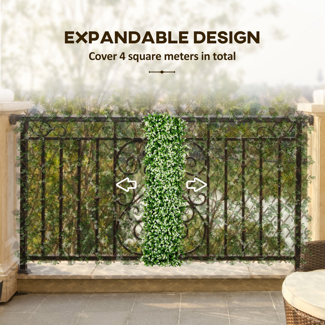 2pc Expanding Garden Trellis, 2 x 1m Faux Decorative Privacy Fence with Artificial Leaves, Privacy Screen Greenery Walls for Garden Balcony, Eucalyptus Leaves
