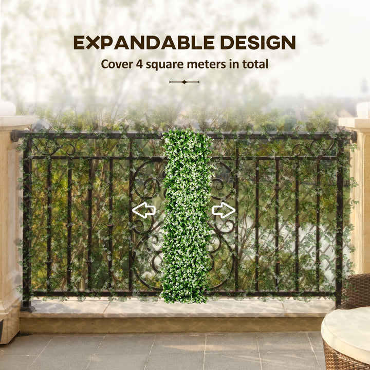 2pc Expanding Garden Trellis, 2 x 1m Faux Decorative Privacy Fence with Artificial Leaves, Privacy Screen Greenery Walls for Garden Balcony, Eucalyptus Leaves