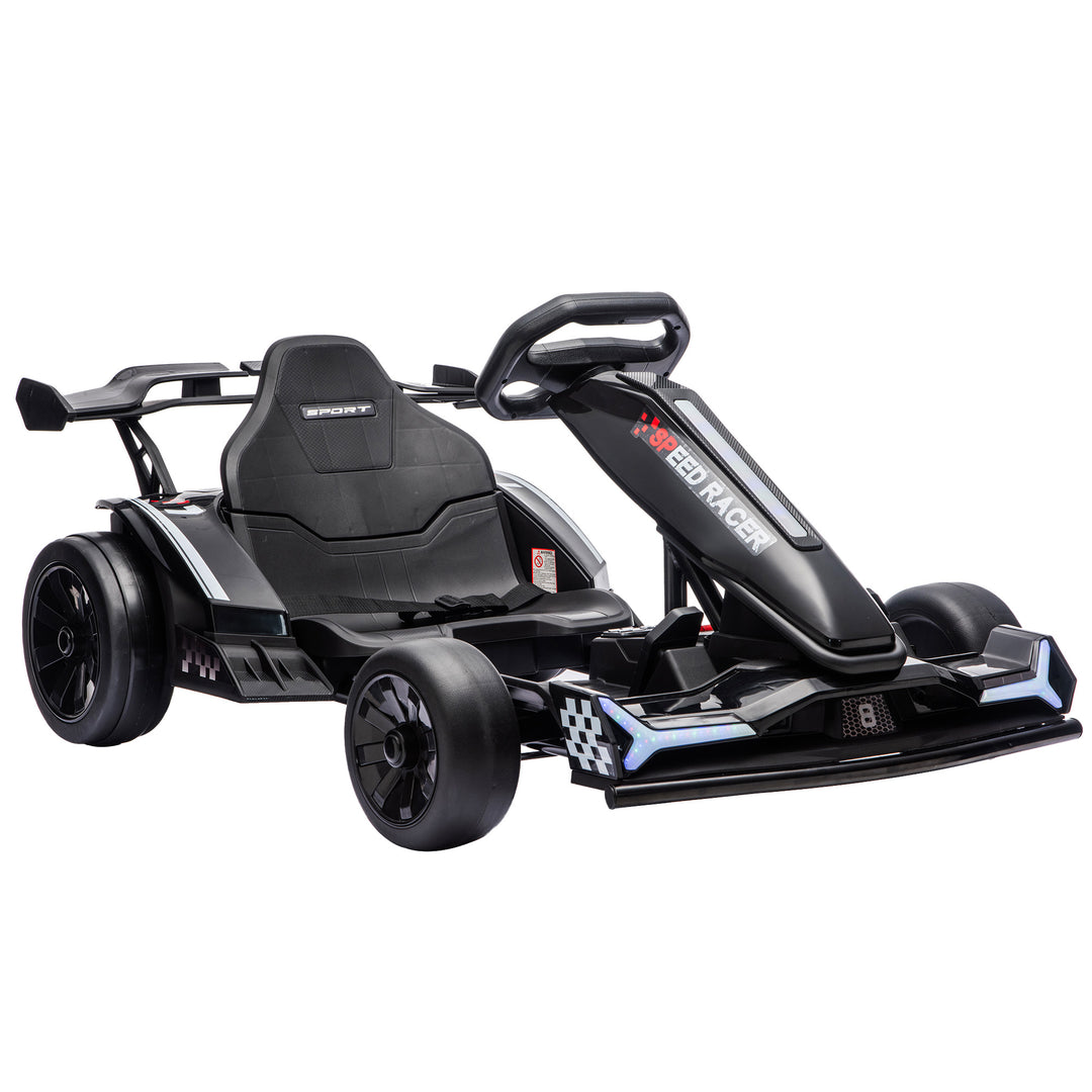 24V Electric Go Kart for Kids 6-12 Years with Drift Mode, Adjustable - Black