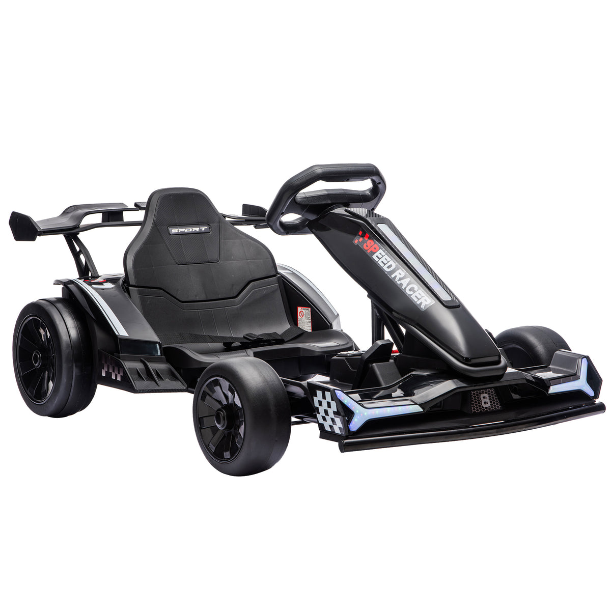 24V Electric Go Kart for Kids 6-12 Years with Drift Mode, Adjustable - Black