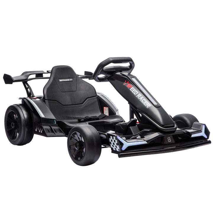 24V Electric Go Kart for Kids 6-12 Years with Drift Mode, Adjustable - Black