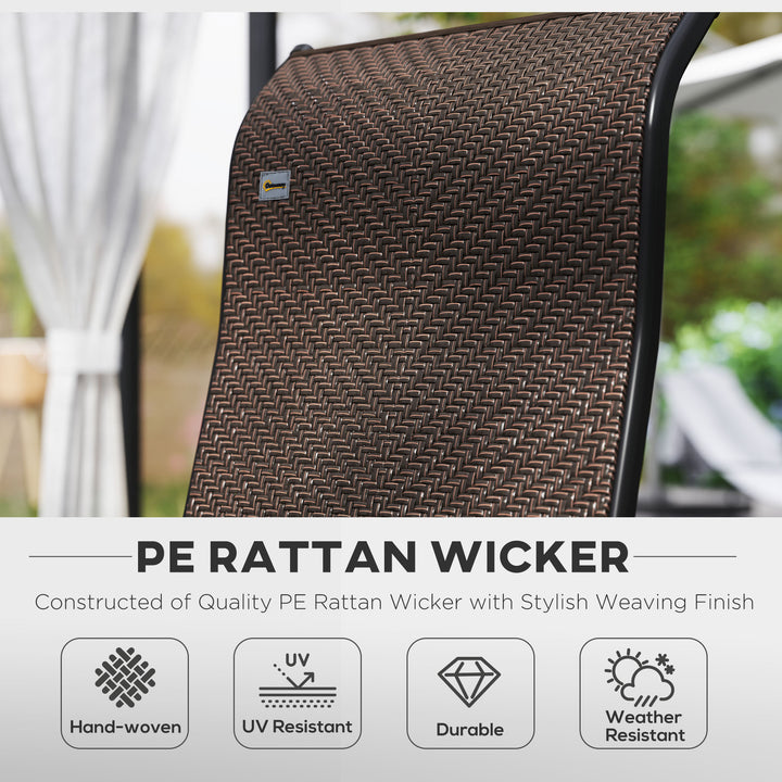 Set of Four Folding Garden Chairs, with Seven-Position Adjustable Backs, Dark Brown