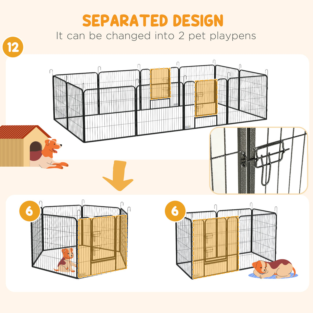 12 Panels Heavy Duty Puppy Playpen, for Small Dogs, Indoor and Outdoor Use - Silver