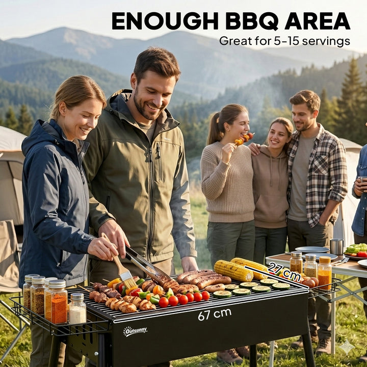Portable Charcoal BBQ Grill with Seasoning Baskets for Camping Picnic 