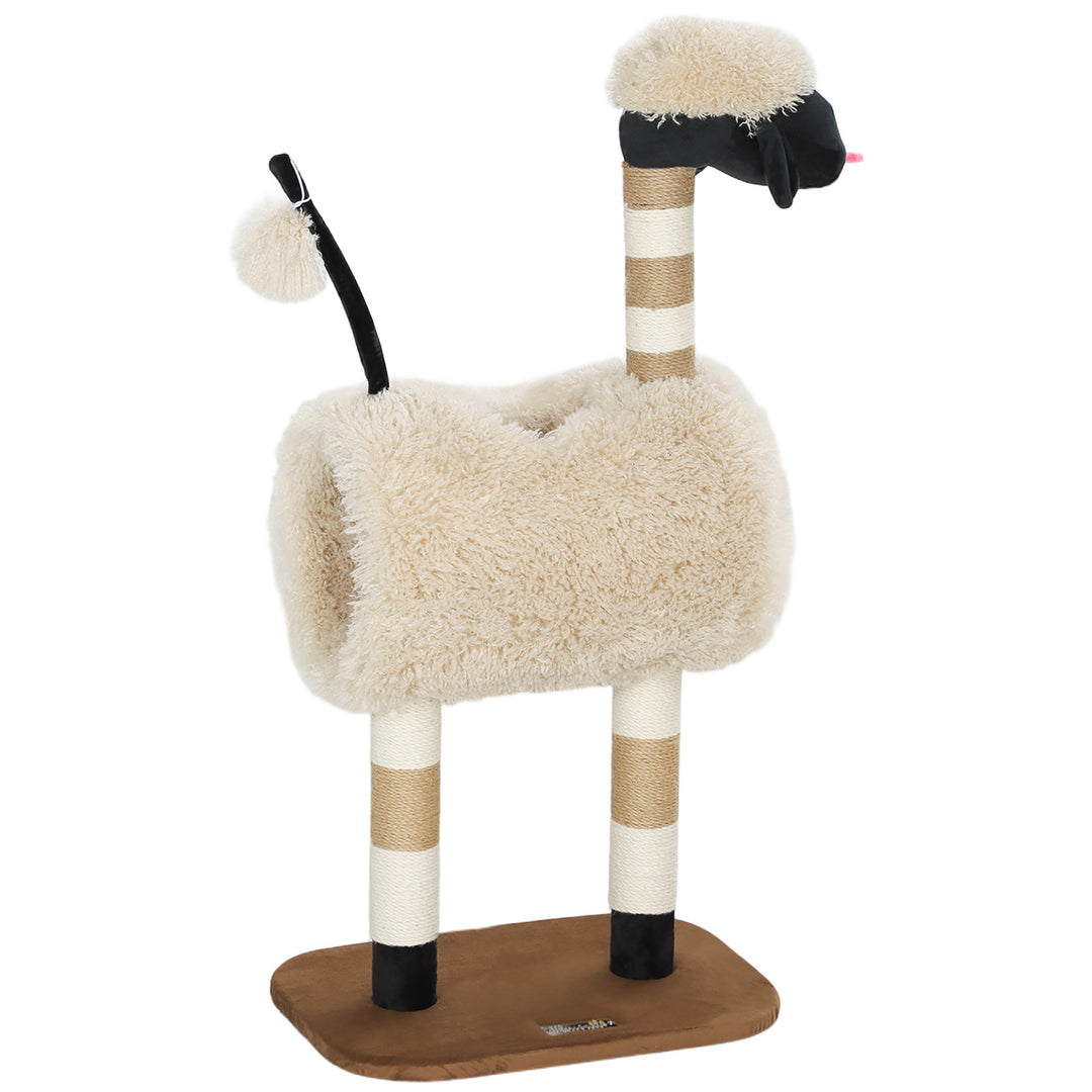 Cat Tree Sheep Design, 98 cm Multi-Level Cat Tower with Scratching Pos