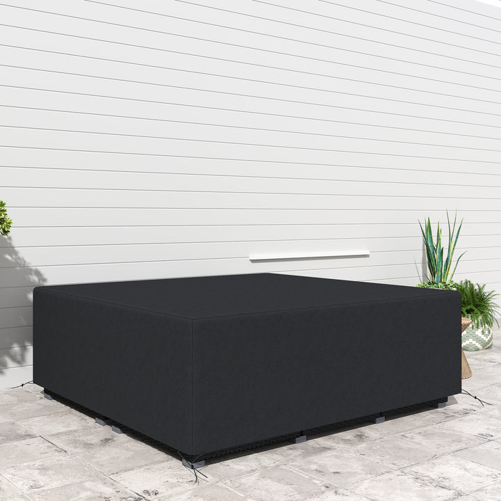 600D Oxford Outdoor Garden Furniture Sofa Set Cover, Waterproof Anti-UV Rattan Sun Lounger Protection Protector Cover, 225L x 210W x 70Hcm, Black