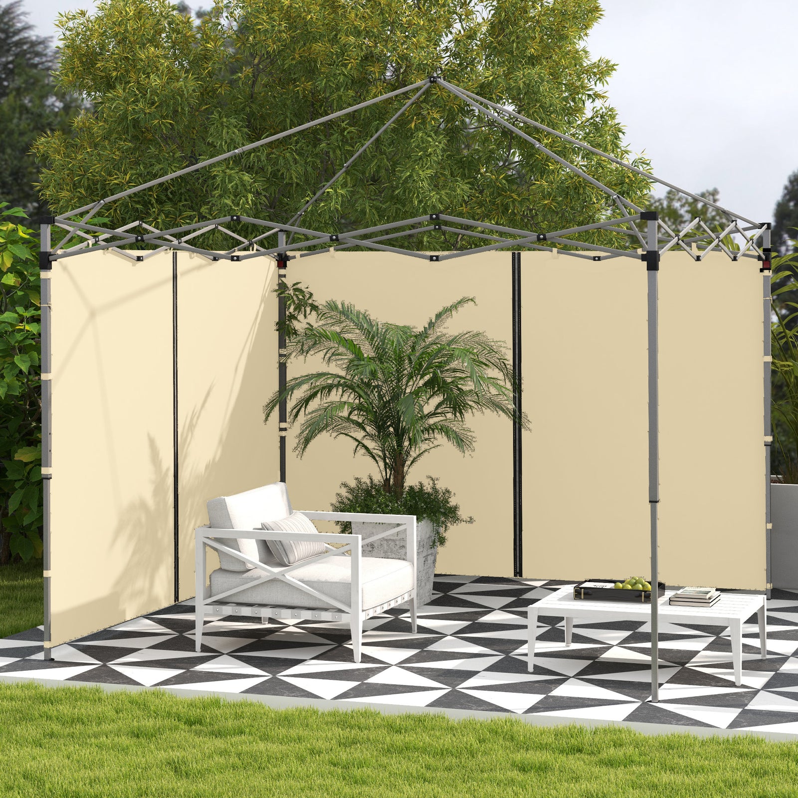 Set of Two 3 x 3(m) Replacement Zipped Gazebo Walls - Beige
